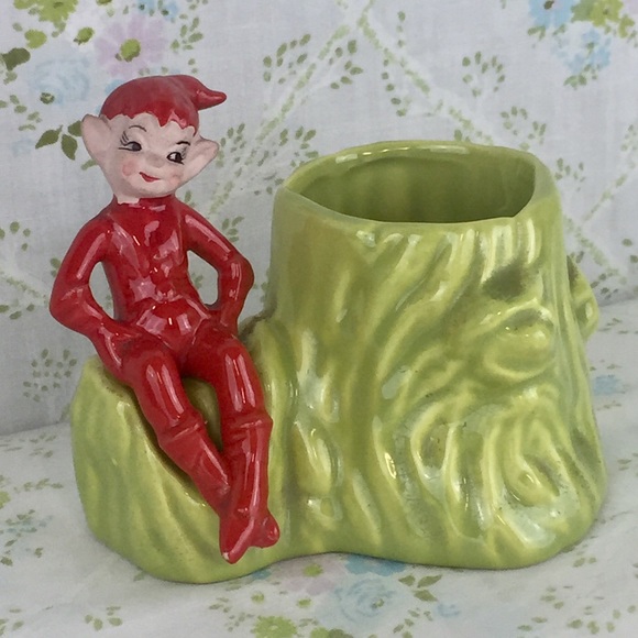 Vintage Other - Kitsch 1950’s Ceramic Pixie/Elf Planter